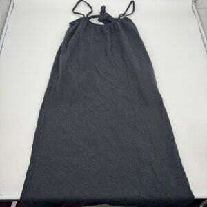 Sol Angeles Black Gauze Maxi‎ Dress Adjustable Straps Tie Back XS S